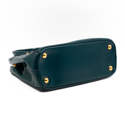 Galleria Small Double Zip Cobalto Saffiano Vernice