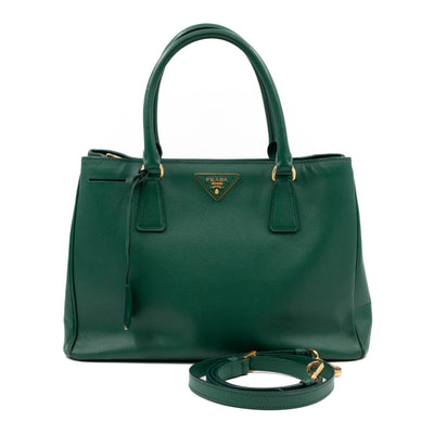 Galleria Medium Single Zip Green Saffiano