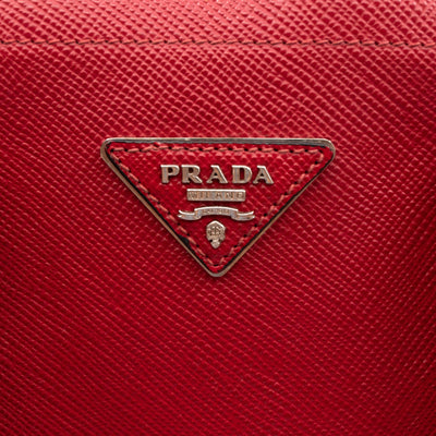 Double Bag Large Red Saffiano Leather