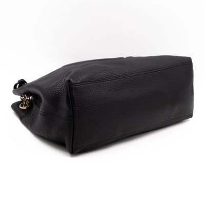 Soho Tassel Chain Tote Black Leather