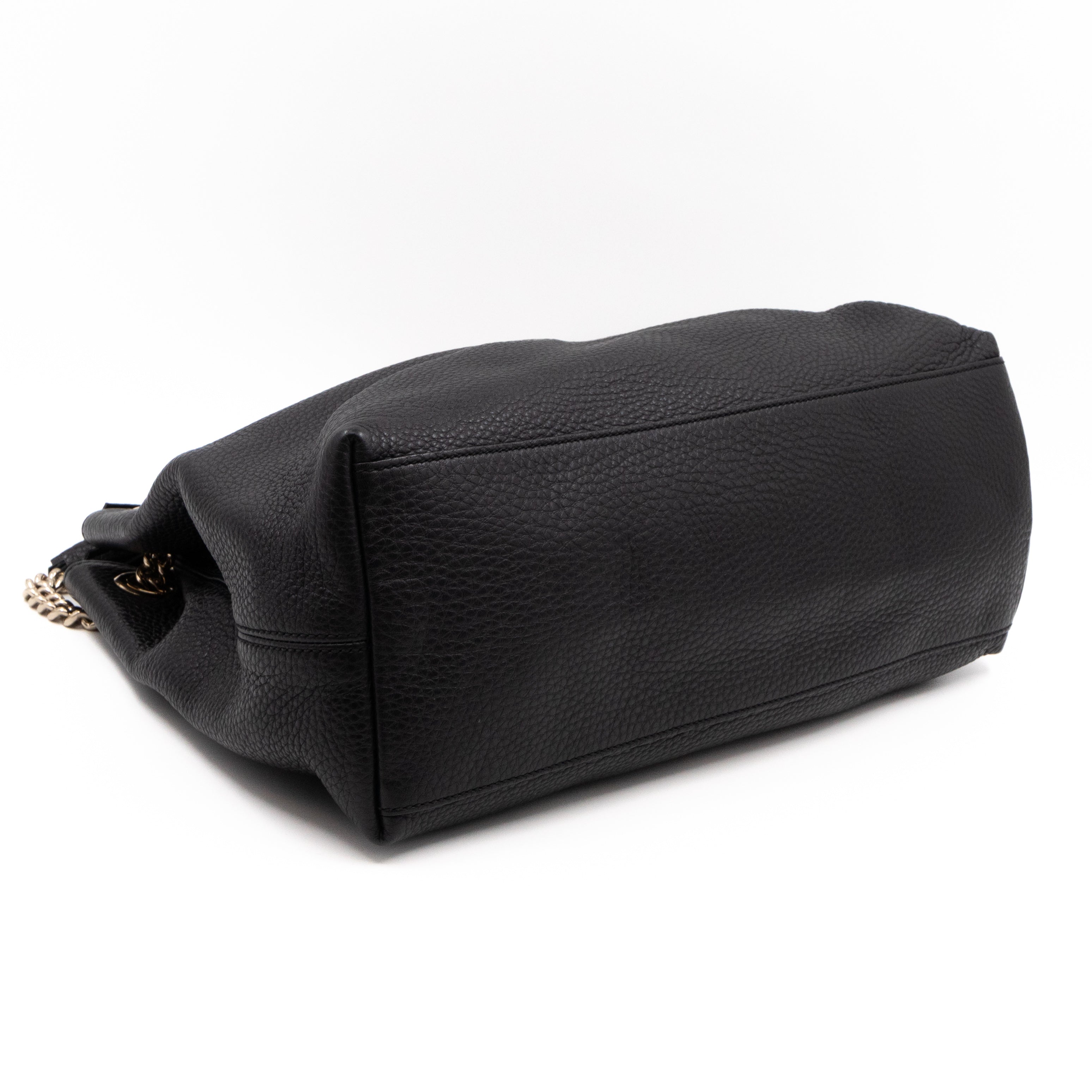 Soho Tassel Chain Tote Black Leather