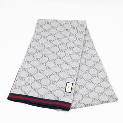 GG Long Wool Scarf Gray
