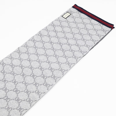 GG Long Wool Scarf Gray