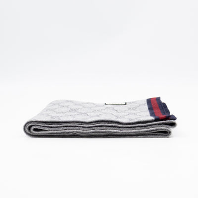 GG Long Wool Scarf Gray