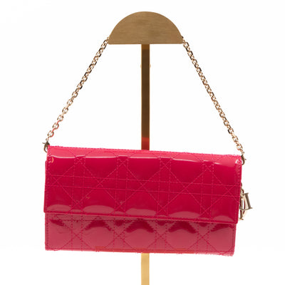Lady Dior Wallet on Chain Pink Patent Leather