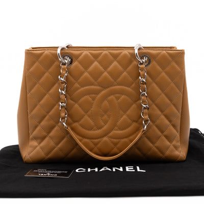 GST Grand Shopping Tote Dark Beige Caviar Silver