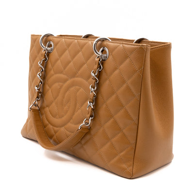 GST Grand Shopping Tote Dark Beige Caviar Silver