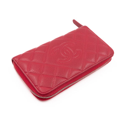 Medium Zipped Wallet Red Caviar Leather