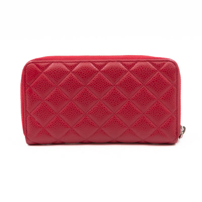 Medium Zipped Wallet Red Caviar Leather