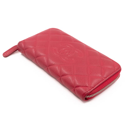 Medium Zipped Wallet Red Caviar Leather
