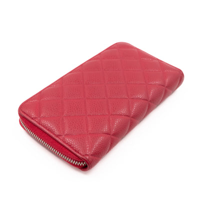 Medium Zipped Wallet Red Caviar Leather