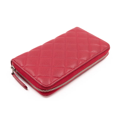 Medium Zipped Wallet Red Caviar Leather