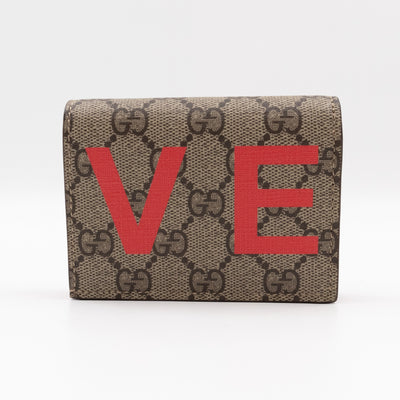 LOVE Card Case Flap Wallet GG Supreme Canvas Red