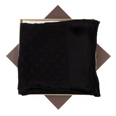 Monogram Beads Stole Scarf Black
