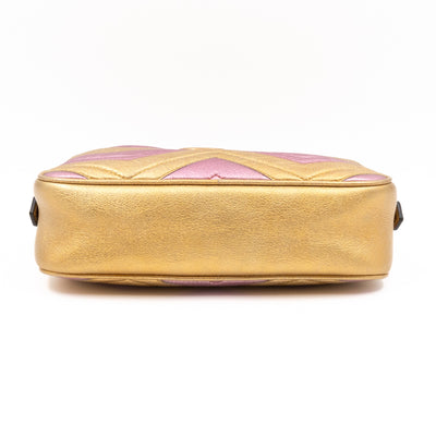 GG Marmont Matelassé Small Metallic Gold Leather
