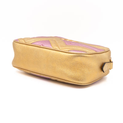GG Marmont Matelassé Small Metallic Gold Leather