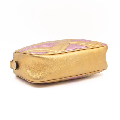 GG Marmont Matelassé Small Metallic Gold Leather