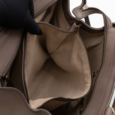 Duilio Brogue Handbag Grey Aged Leather