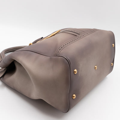 Duilio Brogue Handbag Grey Aged Leather