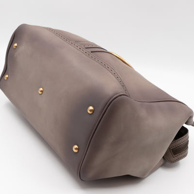 Duilio Brogue Handbag Grey Aged Leather
