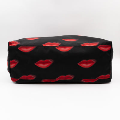 Tessuto Nylon Shopping Tote Stampato Lips