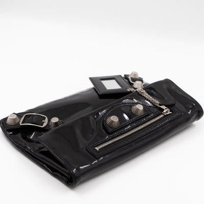 Giant 12 Fold Over Clutch Black Patent Leather