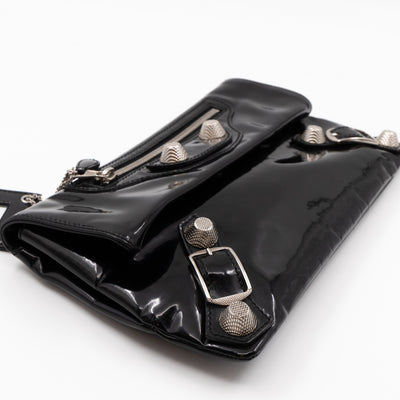 Giant 12 Fold Over Clutch Black Patent Leather