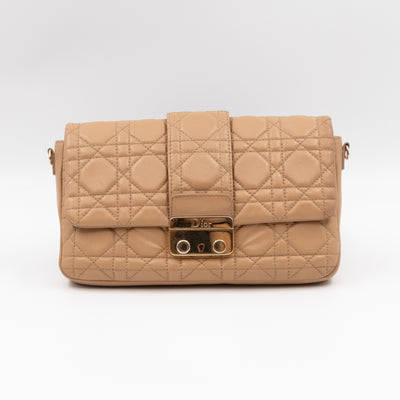 New Lock Pouch Bag Beige Leather