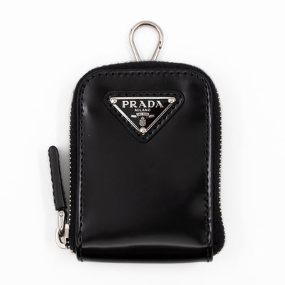 Coin Purse Pouch Black Leather