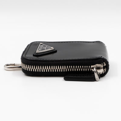 Coin Purse Pouch Black Leather
