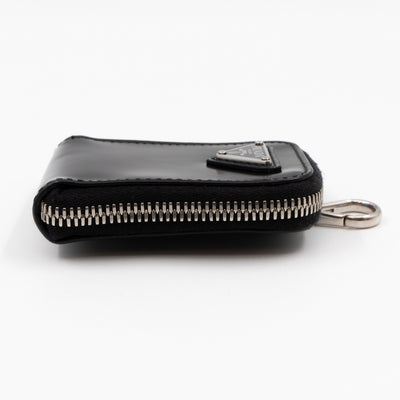 Coin Purse Pouch Black Leather