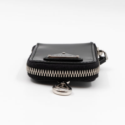 Coin Purse Pouch Black Leather