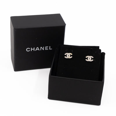 Mini CC Crystal Earrings Silver