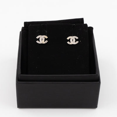 Mini CC Crystal Earrings Silver