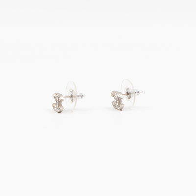 Mini CC Crystal Earrings Silver