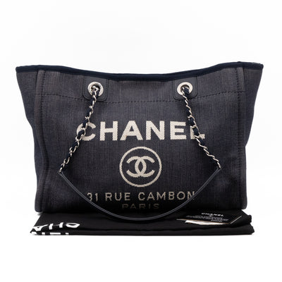 Deauville Medium Tote Dark Blue Canvas