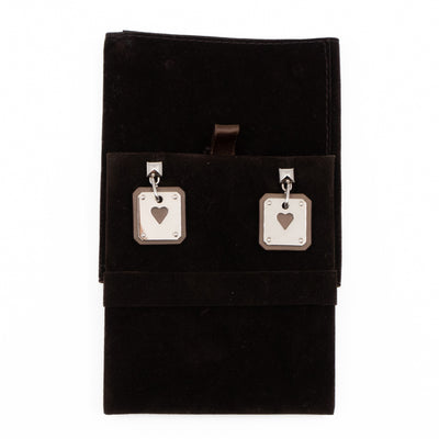 As de Coeur Earrings Etoupe Leather Palladium