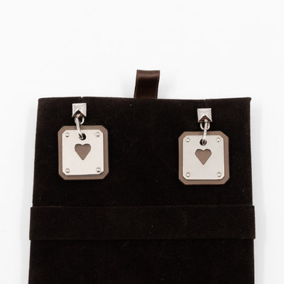 As de Coeur Earrings Etoupe Leather Palladium