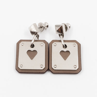As de Coeur Earrings Etoupe Leather Palladium