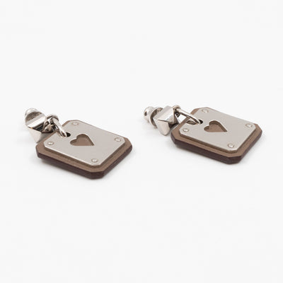 As de Coeur Earrings Etoupe Leather Palladium