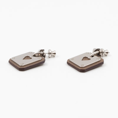 As de Coeur Earrings Etoupe Leather Palladium