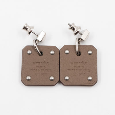 As de Coeur Earrings Etoupe Leather Palladium