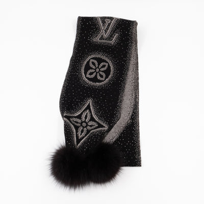 Poliana Fox Fur Cashmere Shawl Black