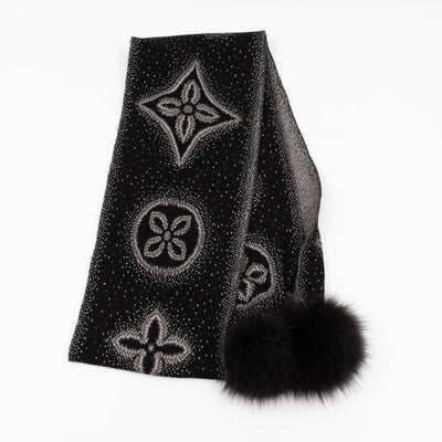 Poliana Fox Fur Cashmere Shawl Black