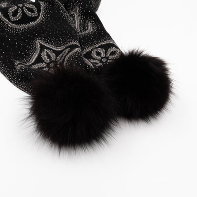 Poliana Fox Fur Cashmere Shawl Black
