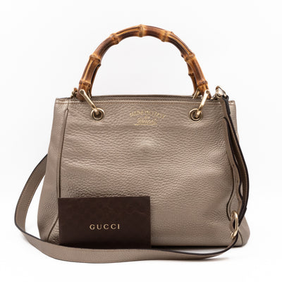 Bamboo Handle Tote Bag Champagne