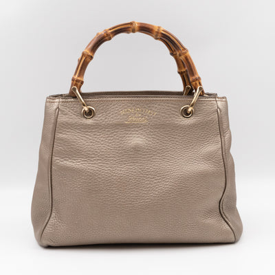 Bamboo Handle Tote Bag Champagne