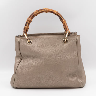 Bamboo Handle Tote Bag Champagne