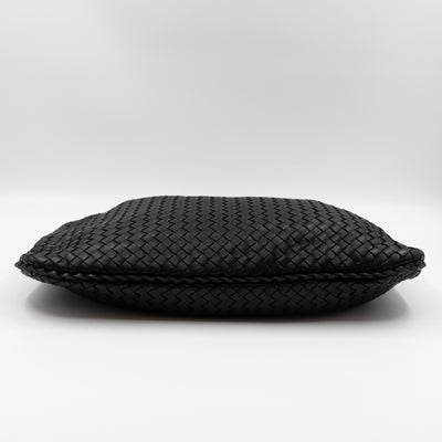 Veneta Hobo Bag Intrecciato Black Leather