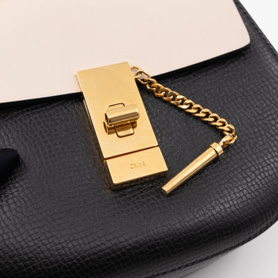 Drew Black White Leather Gold